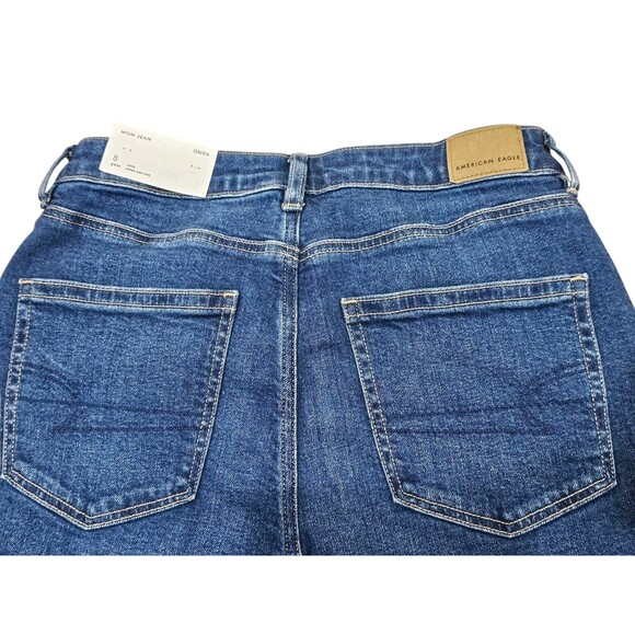 American Eagle Mom Jeans Super High Rise Womens 8 Long 29W Stretch Medium Wash - Picture 13 of 16